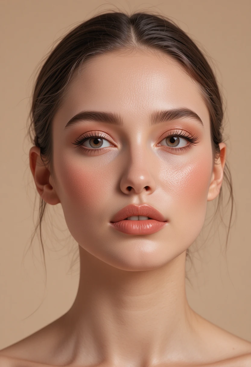 Woman applying blush on an oval face using different placement techniques for a natural glow.