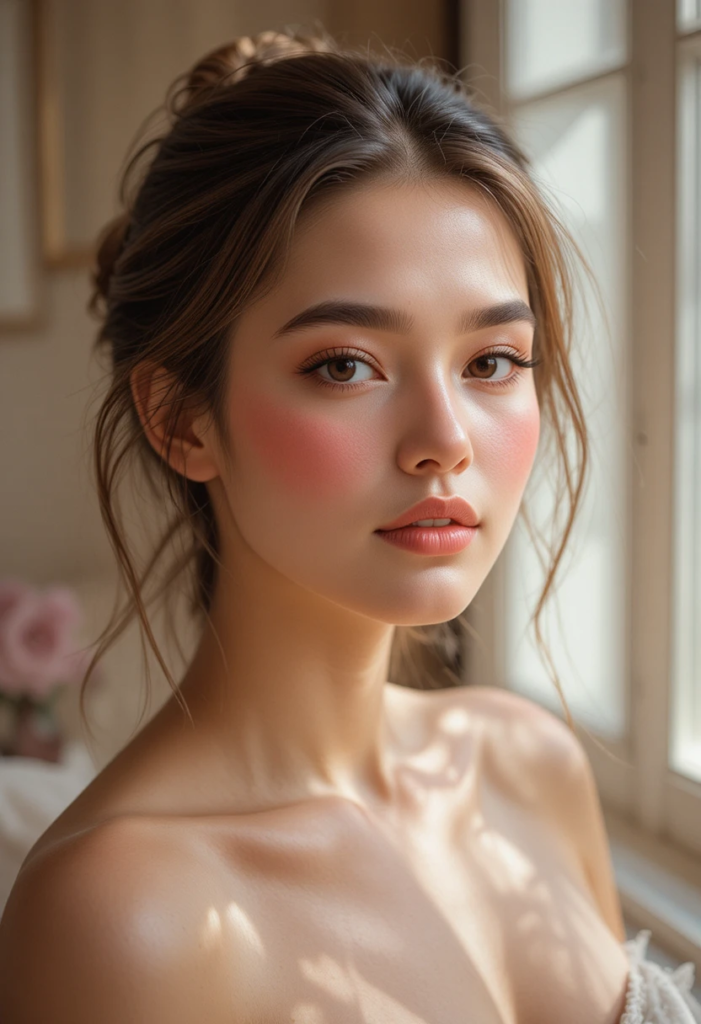 7. Bronzer or Contour on the Temples and Jaw, Blush in the Center
